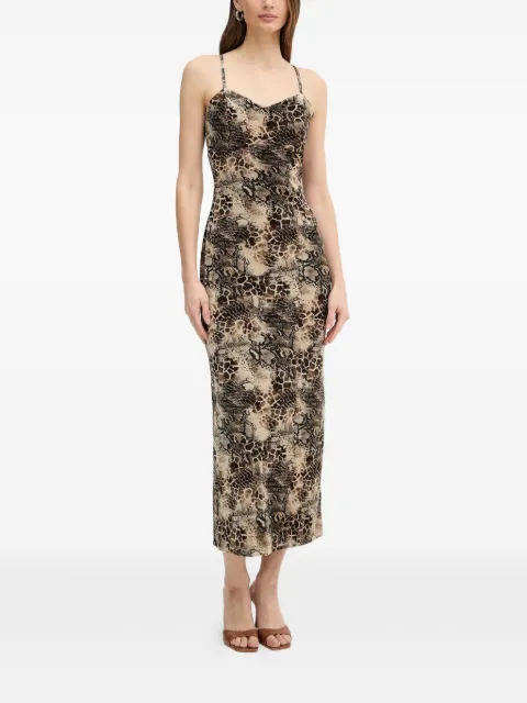 GUESS USA snake-print slip midi dress Neutrals W6PK1OKJ170