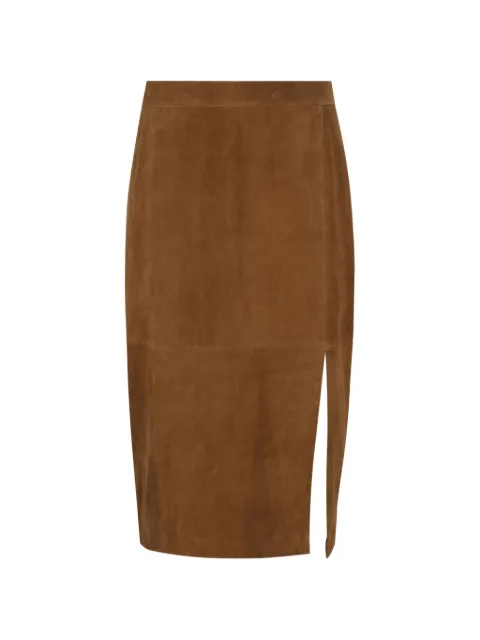 Enes side-slit suede skirt Brown SELMASUEDECAMEL