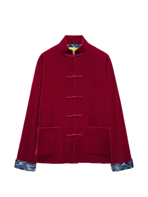 Shanghai Tang Tang velvet mandarin jacket Red Z2MRJ224DN