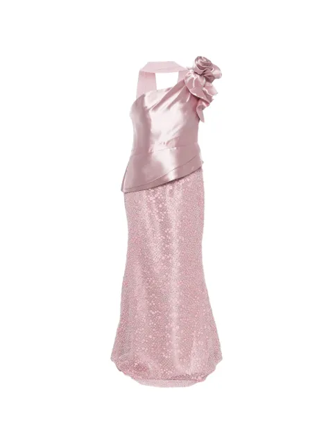 THE COUTURE CLUB floral-embellished one-shoulder maxi dress Pink 1G2G4PED00460