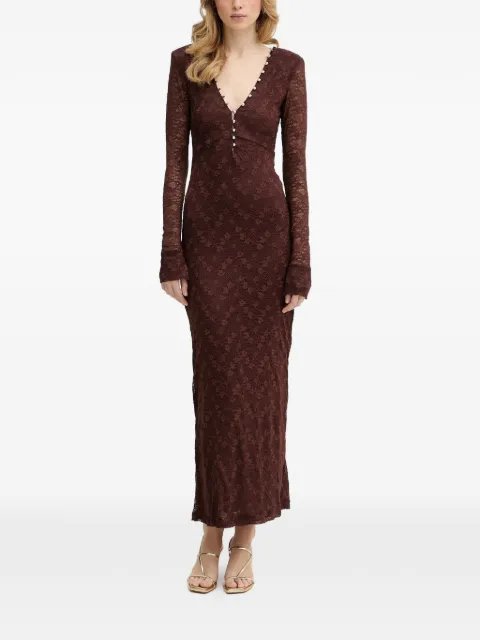 Bardot lace V-neck dress Brown 60239DB