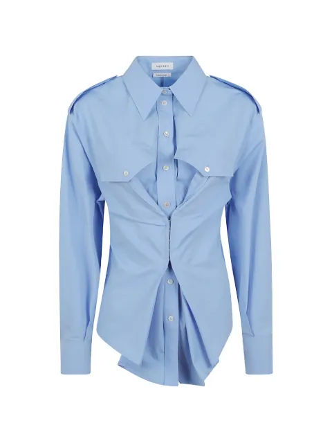 Alexander McQueen corset-style epaulette shirt Blue 866960QAABT