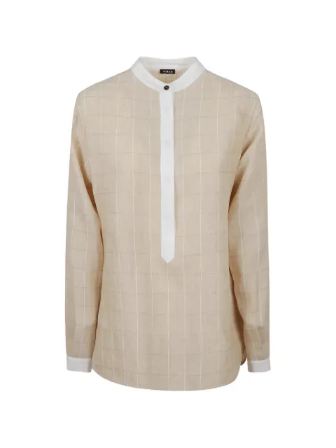 Kiton check-pattern linen shirt Neutrals D49412K0971G01001
