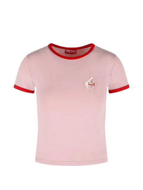Diesel slim T-shirt with pig print Pink A219190QHHA