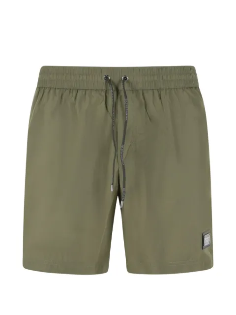 Dolce & Gabbana mid-length swim trunks with logo tag Green M4E45TON0DK