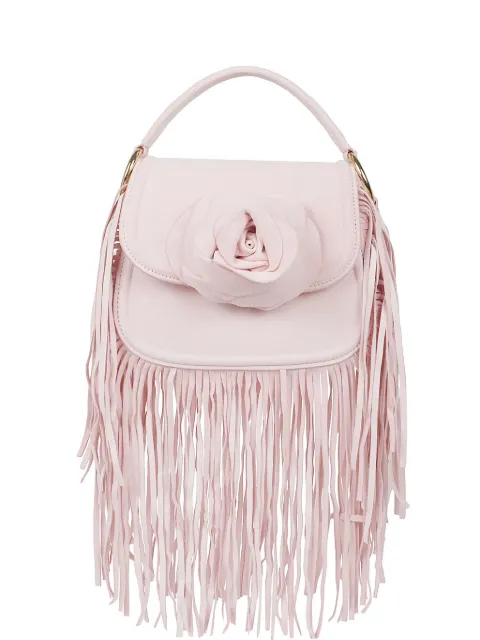 Gedebe Alice fringe-trim floral-appliqué tote bag Pink ALCFRSUE