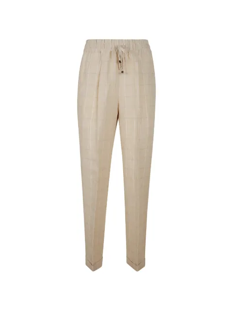 Kiton check-pattern drawstring trousers Neutrals D37102K0971G01001