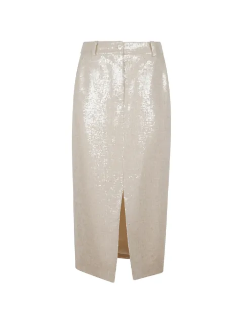 Kiton sequin-embellished slit midi skirt Neutrals D61212K0989G01007