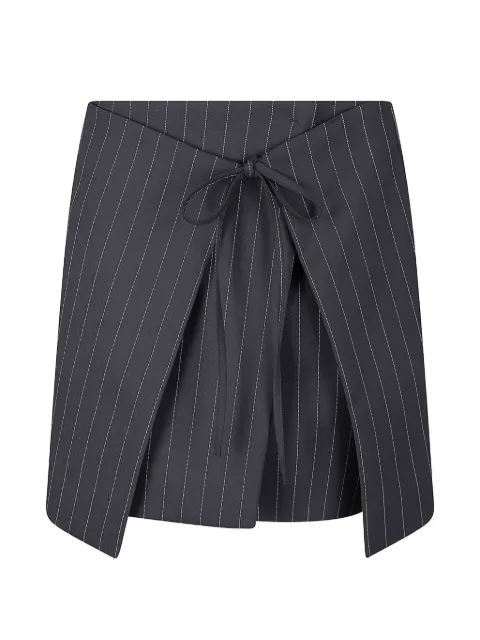 Sportmax Fatti mini pinstripe-pattern tie-detail skirt Grey SP2101046106004