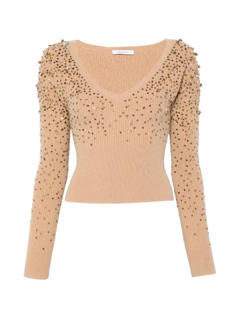 Max Mara Gang embellished V-neck sweater Neutrals 2611361051600