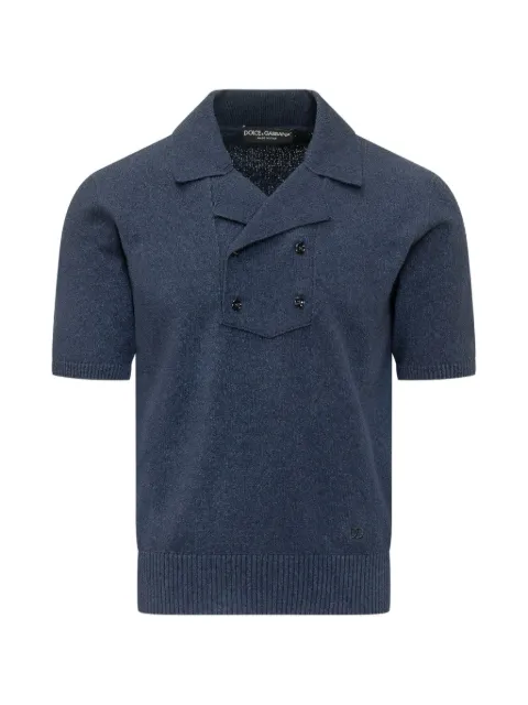 Dolce & Gabbana cotton knit polo shirt Blue GXZB1ZJGMGX