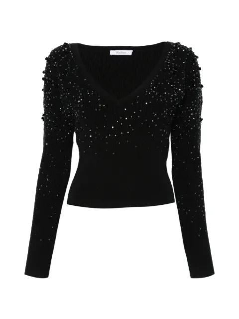 Max Mara Gang beaded V-neck sweater Black 2611361051600