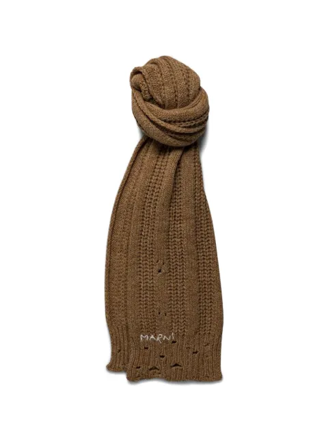 Marni ribbed-knit distressed scarf Brown ACZC0067Q0UFW622