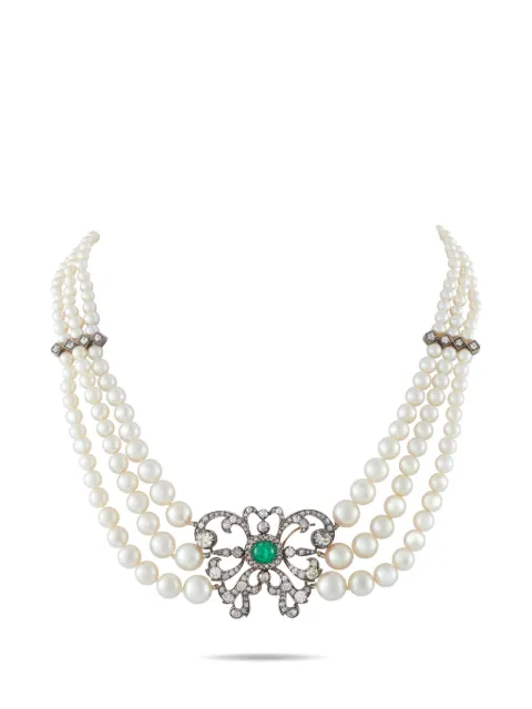 LB Exclusive diamond emerald pearl choker necklace White MF12012726