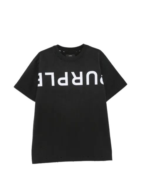 Purple Brand logo-print distressed T-shirt Black P117HWBF326