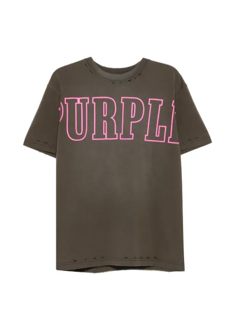 Purple Brand logo-print distressed T-shirt Black P117HWBR326