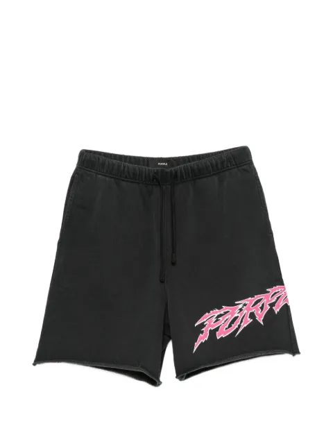 Purple Brand graphic-print raw-cut shorts Black M4218MWCP326