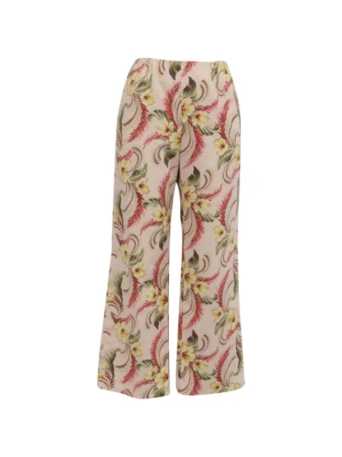 Oscar de la Renta Pre-Owned floral-print wide-leg trousers Neutrals GILTPUUSCL651878W
