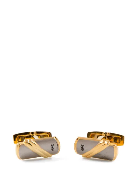 Saint Laurent Pre-Owned 1990s rectangular-shape cuff-links Gold 15016377