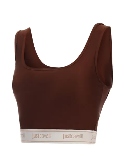 Just Cavalli logo-waist crop top Brown 80PAM204J0108