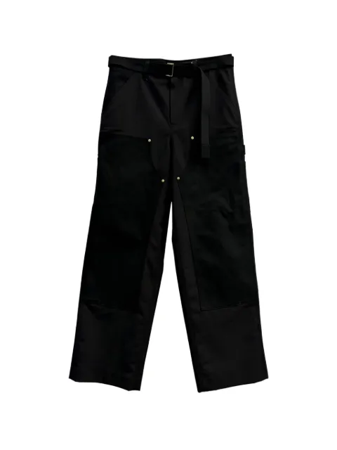 sacai belted cotton trousers Black 2603993M