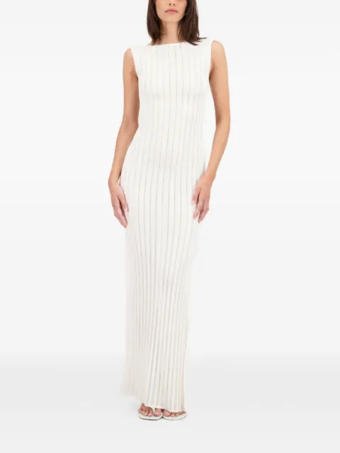La Galpa Reaper Bare ribbed-knit maxi dress White RBVIN