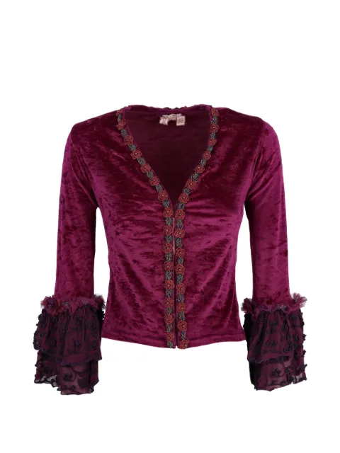 Voyage Et Cie velvet beaded top Purple W251195