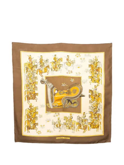 Hermès Pre-Owned 1980s horse-print scarf Brown 15016366