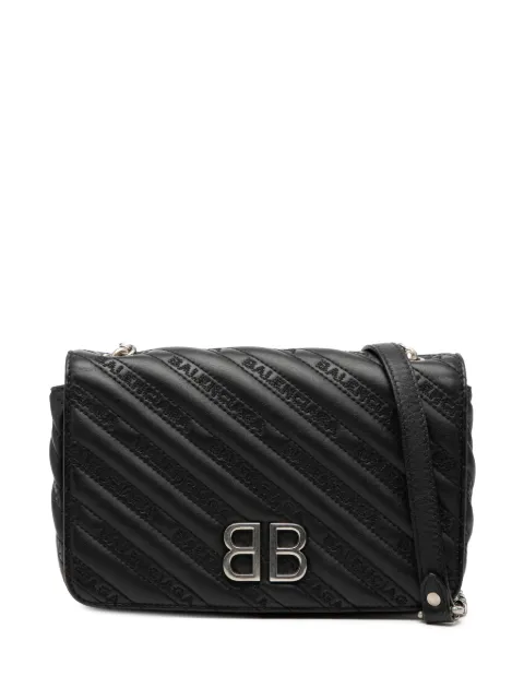 Balenciaga Pre-Owned 2000-2025 Embossed Leather Allover Logo BB Wallet on Chain crossbody bag Black GIX3SWGIKIA3DX5F