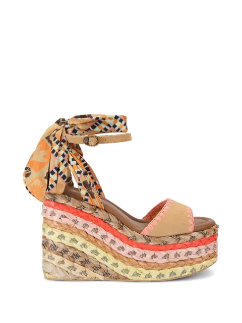 Kurt Geiger London Chelsea scarf wedge heel sandals Neutrals 5597294209