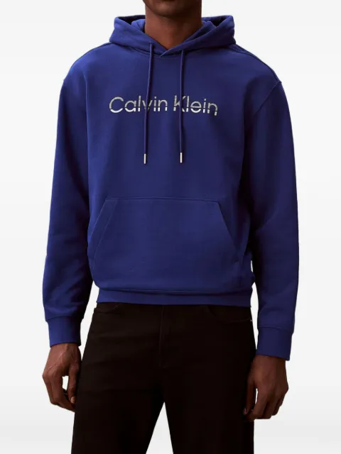 Calvin Klein Terry logo-print drawstring hoodie Blue LV04LF242GC7K