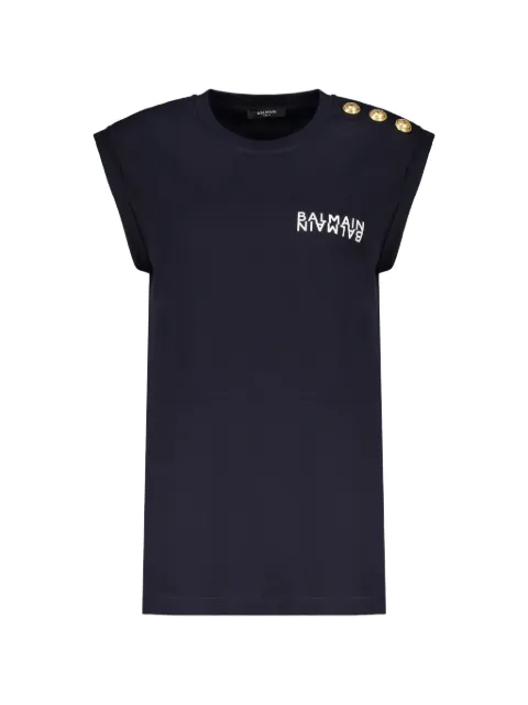 Balmain cotton logo T-shirt Blue EF6ED002BB04