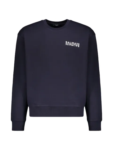 Balmain cotton sweatshirt Blue GH6JQ125BB04