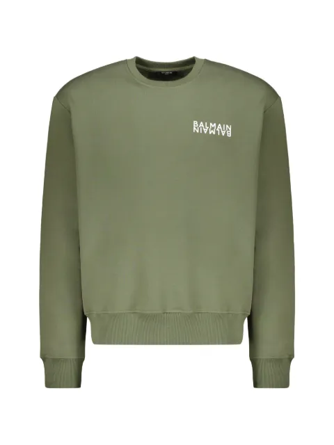 Balmain cotton logo sweatshirt Green GH6JQ125BB04