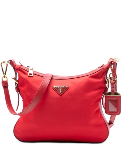 Prada Pre-Owned 2013-2025 Saffiano Trimmed Tessuto Zip Top crossbody bag Red 45V76YCRVPXJTVLW