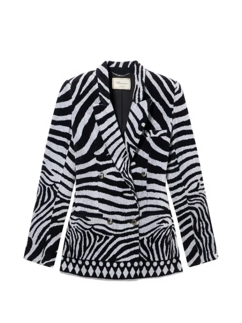 Blumarine zebra jacquard double-breasted jacket Black 2B118A