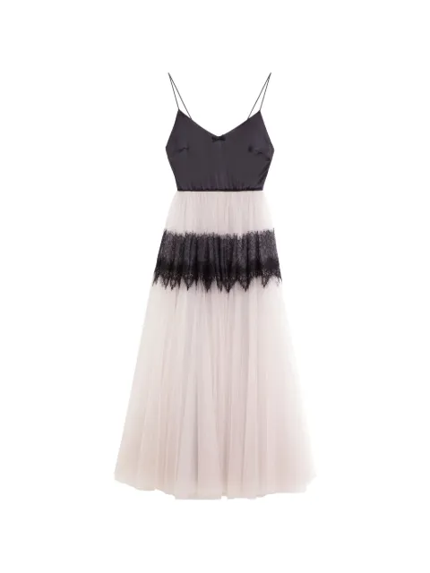 Viktor & Rolf tulle lace-trim maxi dress Neutrals XD0060029426