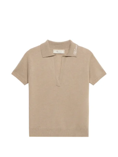 Blumarine rhinestone cashmere polo shirt Neutrals 2M669A