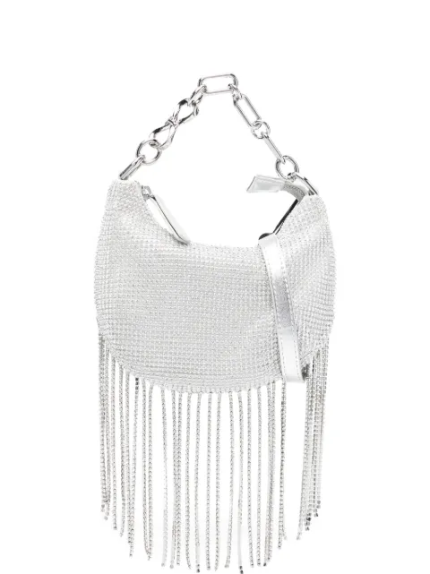 TWINSET fringed rhinestone-embellished mini bag Silver 261TB7360