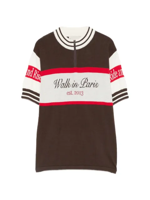 WALK IN PARIS striped short sleeve T-shirt Brown BROWNKNITCYCLINGJERSEY
