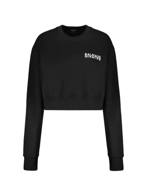 Balmain cropped logo sweatshirt Black GF6JO080BB04