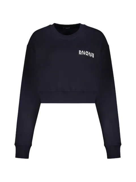 Balmain cropped logo sweatshirt Blue GF6JO080BB04