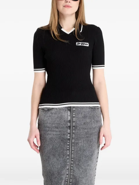 Off-White ribbed short-sleeve top Black OWHV007S26KNI0011010