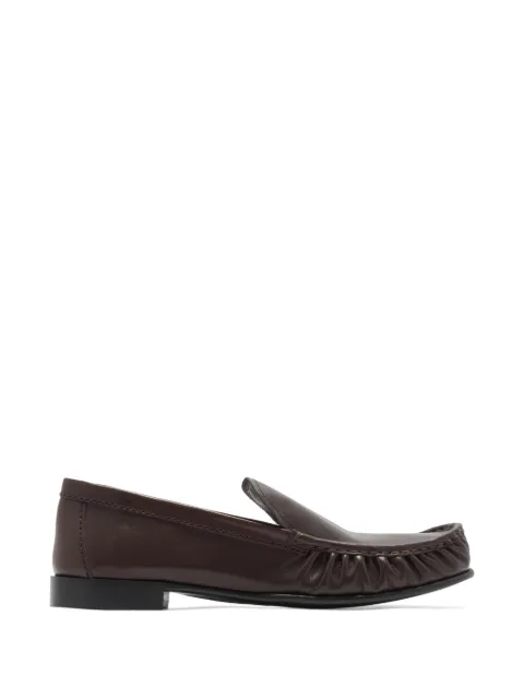Miu Miu pleated-detail leather loafers Brown 5D499E015F0003
