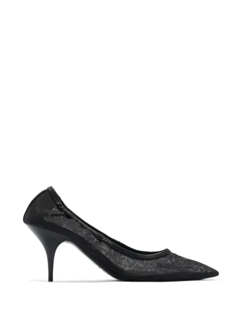 Miu Miu ruched-detail mesh pumps White 5I598E