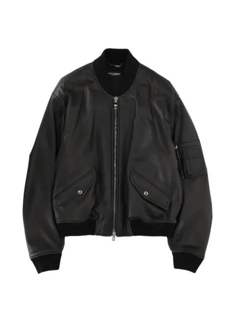 Dolce & Gabbana zip-up leather jacket Black G9BBMLHULY3