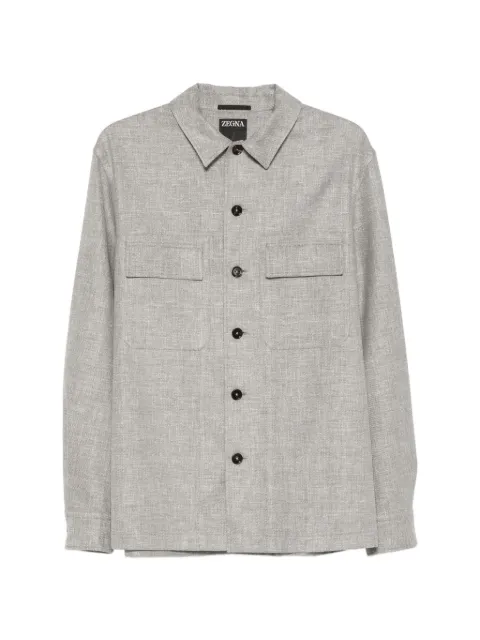 Zegna button-up flap-pocket shirt Grey UHV22A3SOT6B