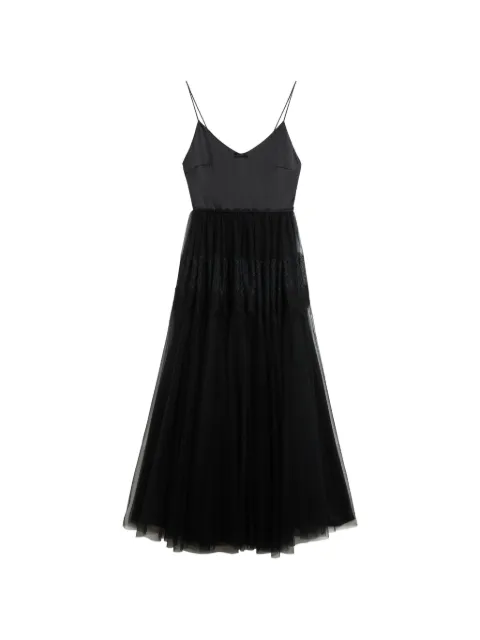 Viktor & Rolf tulle lace-trim maxi dress Black XD0060099426