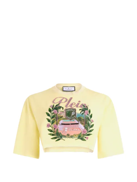 Philipp Plein embellished crop top Yellow PAFCWTK3934PJY002N