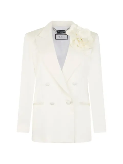 Philipp Plein double-breasted satin blazer roses Neutrals PAFCWRF0797PTE003N